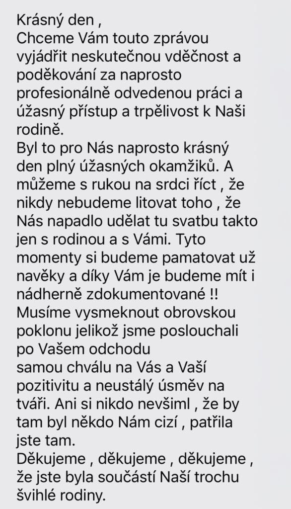 Recenze focení svatby Praha — osobní zpětná vazba od nevěsty a ženicha